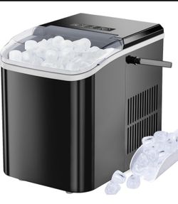 Ice Maker, Portable Countertop Icemaker Machine, Self Cleaning Quiet 2 Sizes Bullet Cubes Makers, 9 Cubes in 6 Mins, 26.5lbs/24Hrs with Ice Scoop, Bas