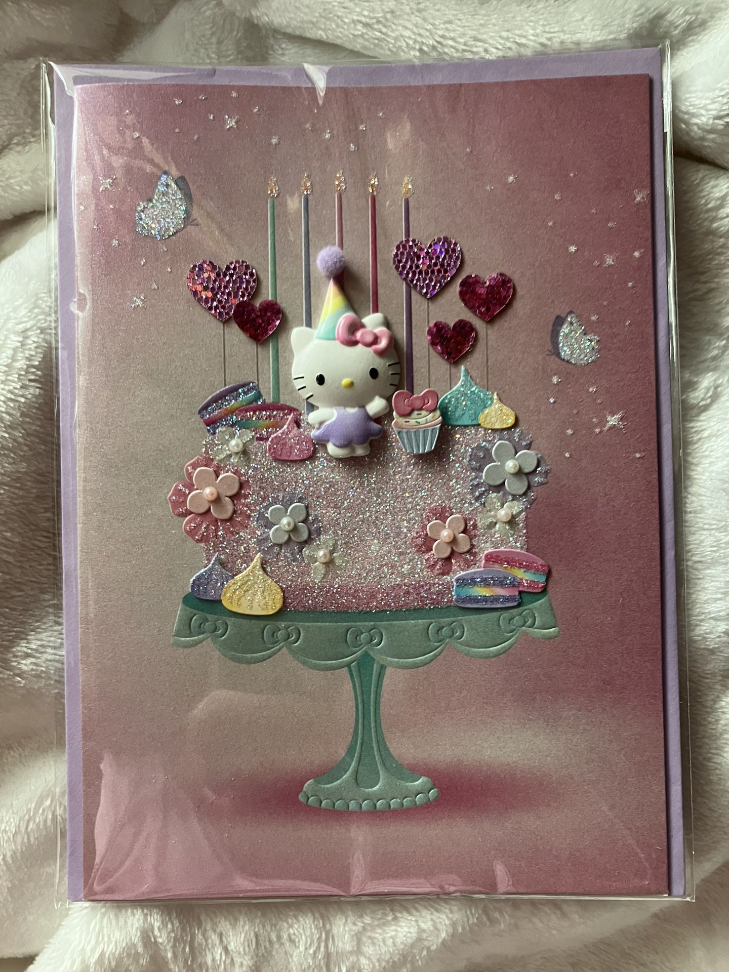 Hello Kitty Glitter Birthday Cake Card!! 