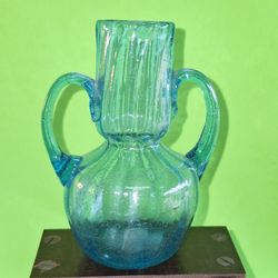 Antique Hand-blown Small Blue Glass Vase