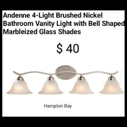 Brand New  Andenne 4 Light Brushes Nickel Bathroom Light