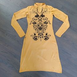 Womens Pakistani Indian Velvet Detail Kurti Tunic Top