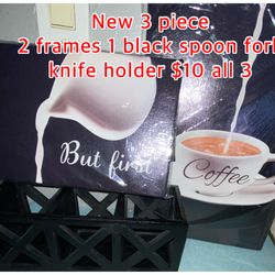 3 Pieces Kitchen Pictures And Spoon Holder $10 New