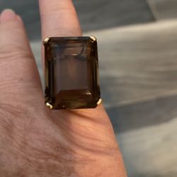 Real 14 carat Gold Smoky Topaz Ring