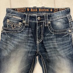 Mens Size 31x34 Rock Revival Jeans, Boot Cut (Used)