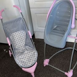 Play Baby Stroller, Carrier And High Chair
