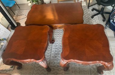 ✨ Beautiful 3-Piece Wooden Coffee Table Set