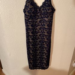 Fashion Nova Very Sexy Cute Navy Blue/Nude Dress