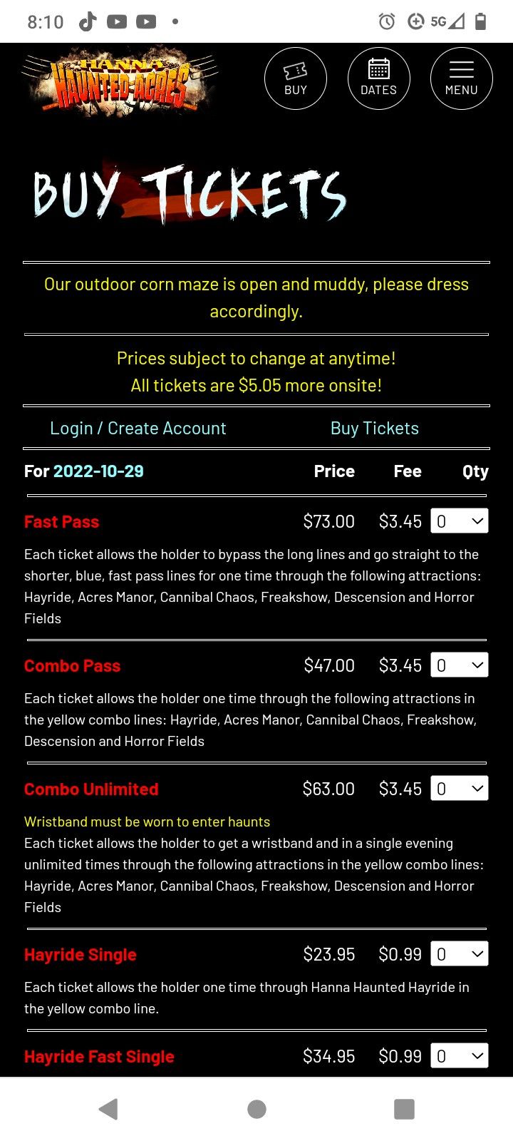 2 Hanna Haunted Acres Tickets