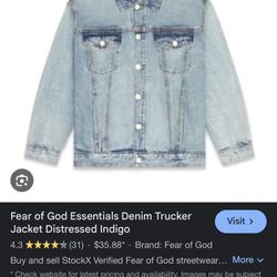 Fear Of God Essentials Denim Jacket Small