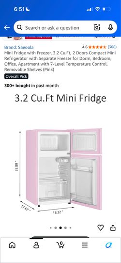 PINK MINI FRIDGE/FREEZER