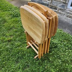 Wood Snack Tables Set of 4