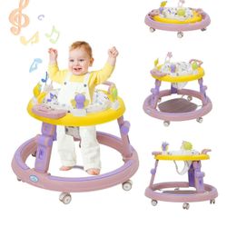 Baybee Whizz Baby Walker for Kids | Portable Round Kids Walker with 3 Height Adjustable, 360° Rotation & Musical Toy Bar Babies 6 to 24 Months Boys Gi