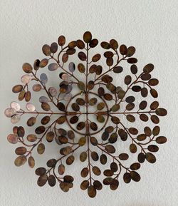 Large Vintage Copper Leaf Centerpiece Bowl / Wall Art