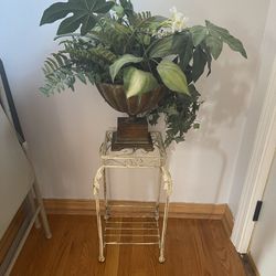 Fake Plant And A Mini Table/ Plant Table Holder