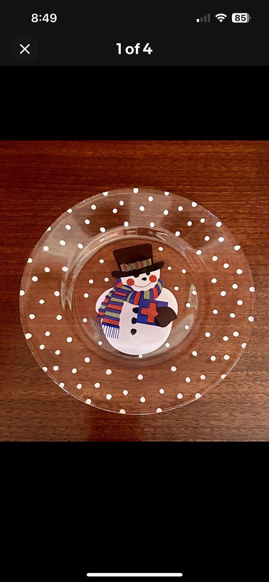 Rare & Unique Set of 10 Vintage Arcoroc Colorful Snowman Dessert Buffet Plates Made In FRANCE