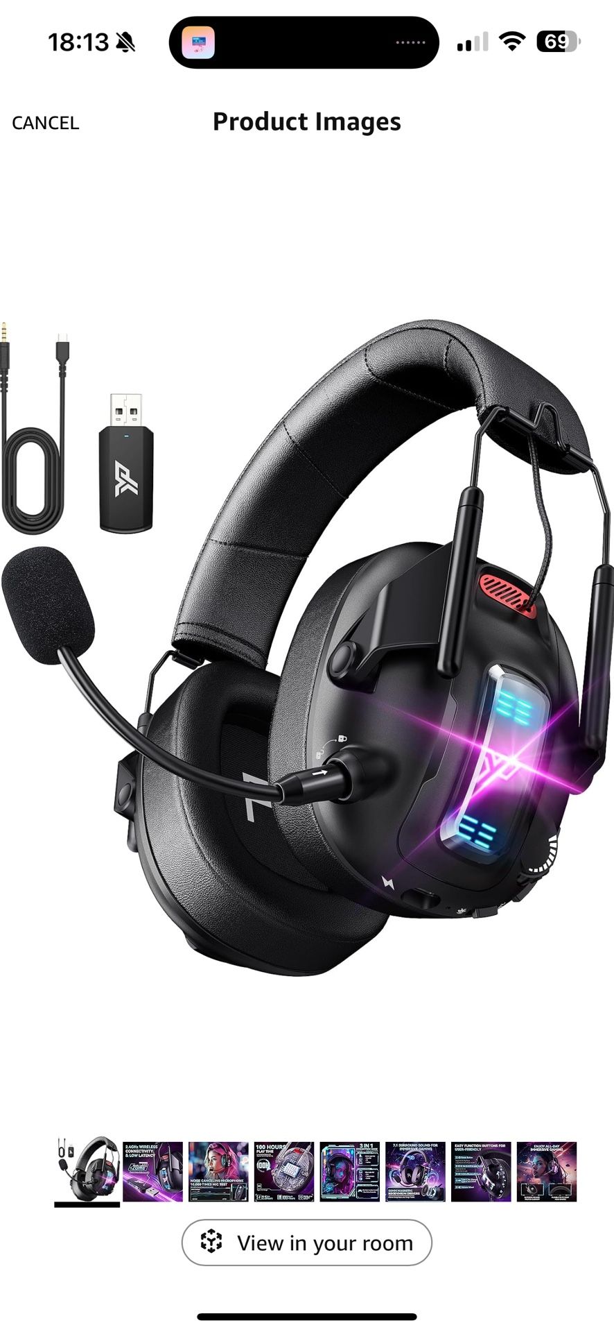 Wireless Gaming Headset for PS5, PS4, PC, USB Over Ear Gaming Headphones with Noise Canceling Mic, Bluetooth 5.3, 100H Battery, Low Latency, Foldable