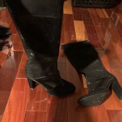 Ladies Black Mixed Media Boots