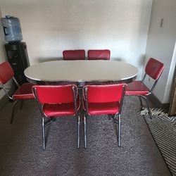 Red Vintage Table And Chairs 
