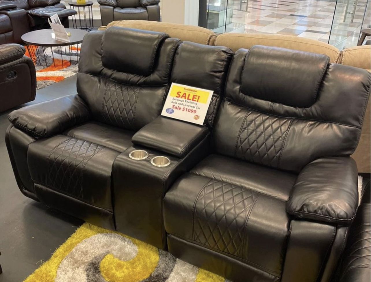 Santiago Two Piece Sofa And Loveseat Reclining Living Room $8 99 With Easy Financing