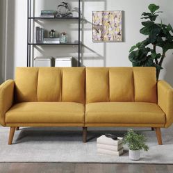 Brand New Mustard Futon Sofa Sleeper 