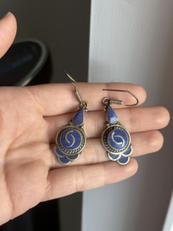 Tibetan Style Dangle Earrings 925 Silver