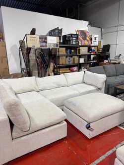 Fabric Sectional Sofa with Ottoman