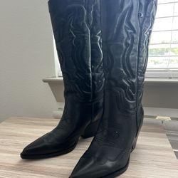 Steve Madden Black Western Heeled Boot 