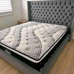 QUEEN BED FRAME AND MATTRESS