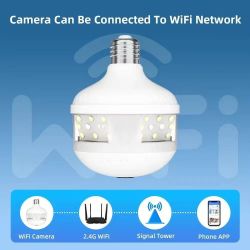 V380 MAX Security Camera 1080P E27 Light Bulb Wireless WiFi,  360°Night Vision