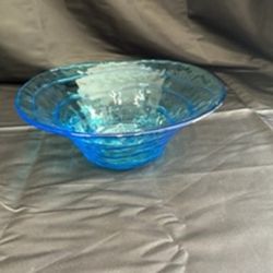 Rare, Mexican Swirl Aqua Glass Bowl