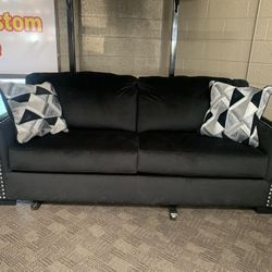 New Black Soft Velvet Sofa Set