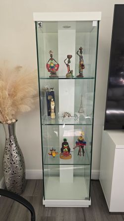 Modern Glass Display Cabinets with Lighting – Set of 2