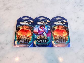 Disney Lorcana Trading Card Game Whispers in the Well 12 Cards Booster Packs Sealed Sleeved Pack TCG Deck Rare to Find