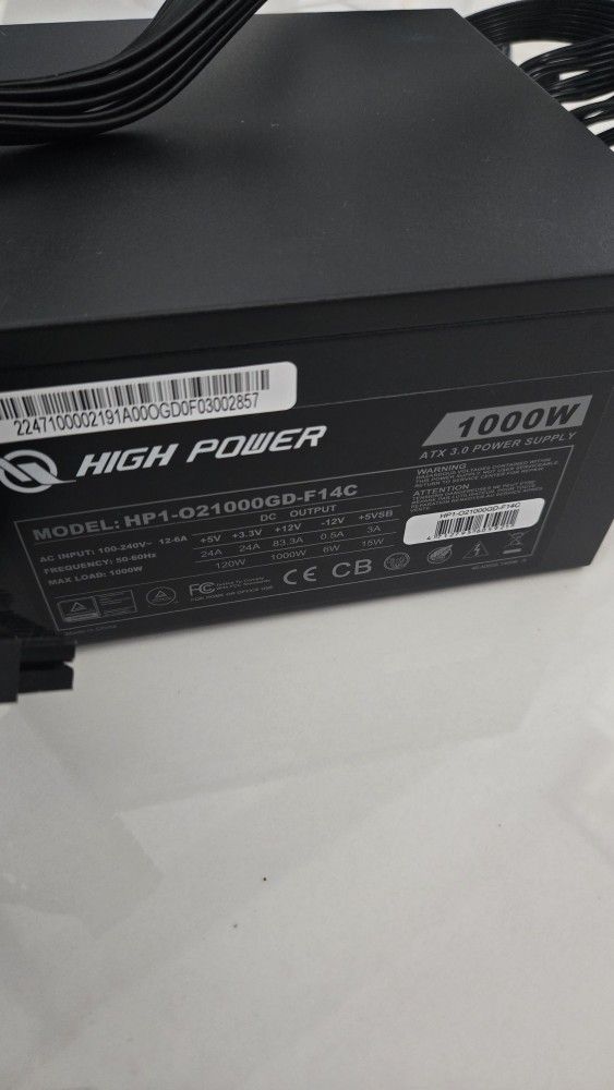 HIGH POWER PC Computer Power Supply Fully Modular 1000W 80 Plus Gold Certified ATX 3.0 & PCIE-5.0 Compliant,