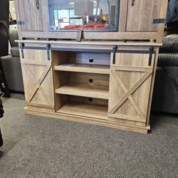 Sliding Doors TV Stand Farm House Brown $149