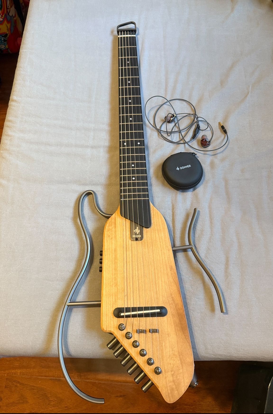 Donner HUSH I Guitar For Travel Ultra-Light and Quiet Performance Headless Acoustic-Electric Guitar