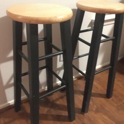 Set Of 2 Wooden Stools 29” Tall
