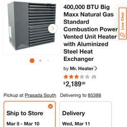 Mr. Heater Big Maxx 400,000 BTU Natural Gas Power Vented Unit Heater