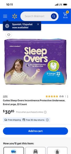 Cuties Sleep Overs Protective Underwear X-Large 22 Count