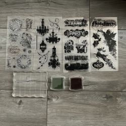 Assorted Stamps, Stamp Blocks, and Ink Pads