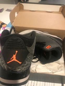Air Jordan 3 Black Orange Sneakers size 12c