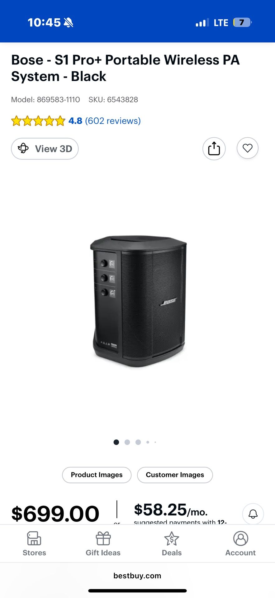 Bose - S1 Pro+ Portable Wireless PA System - Black CD