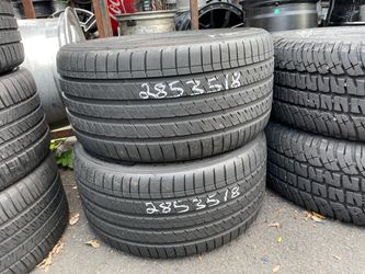 285/35ZR18 pair of matching used 2 tires 285/35/18 in great condition 200$ for 2 tires plus tax . Mount available but not included. Wheel alignment a