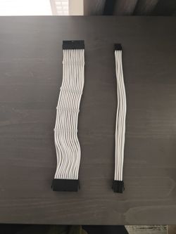 Motherboard 24 pin cable extension, GPU 8 pin cable extension. White