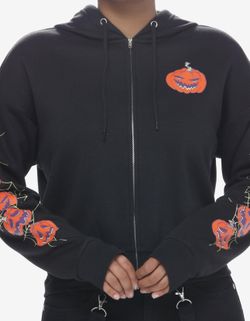 Social Collision Spooky Crew Crop Girls Hoodie Size Medium New