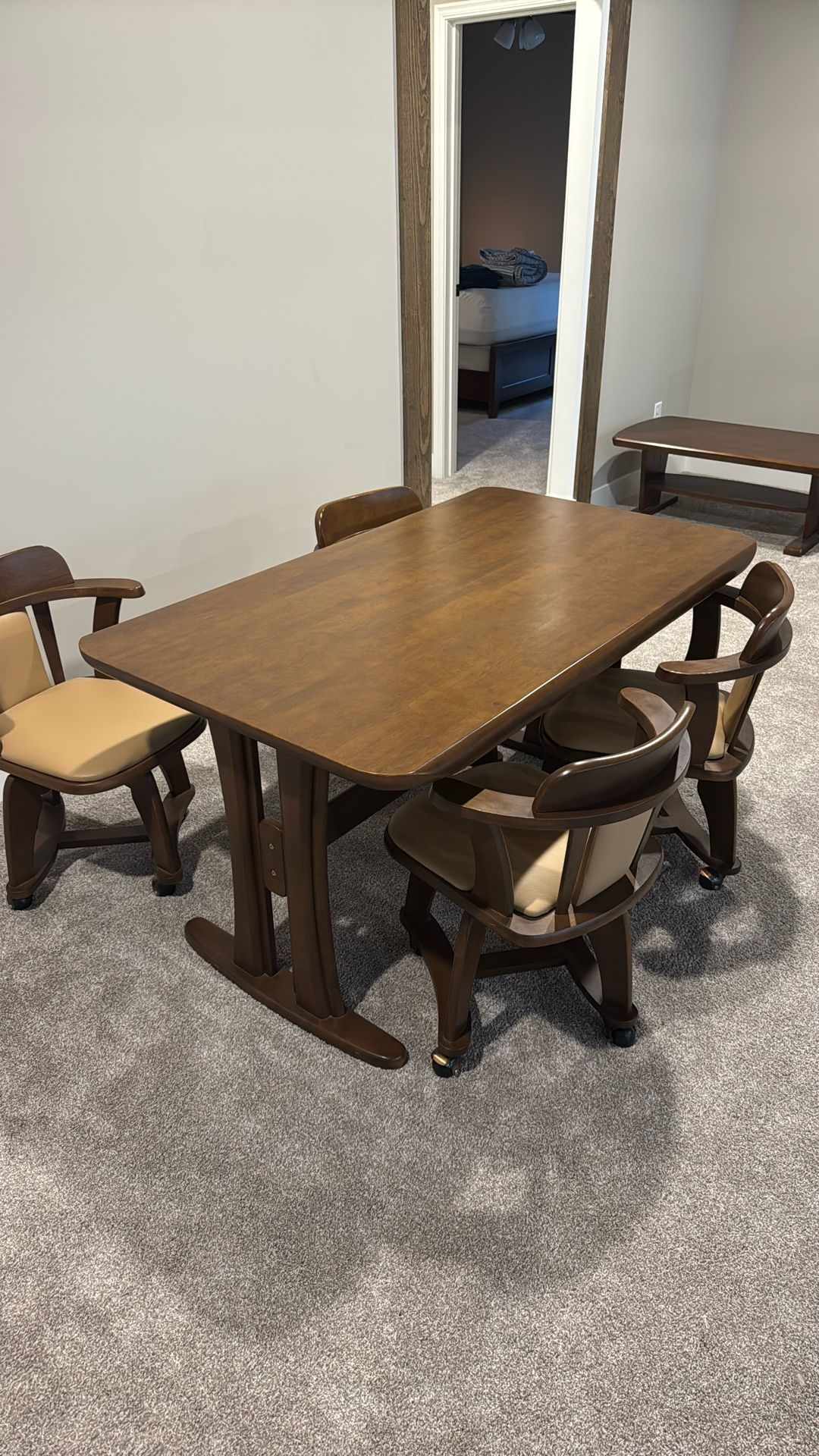 Wood Tables And Rolling Chairs