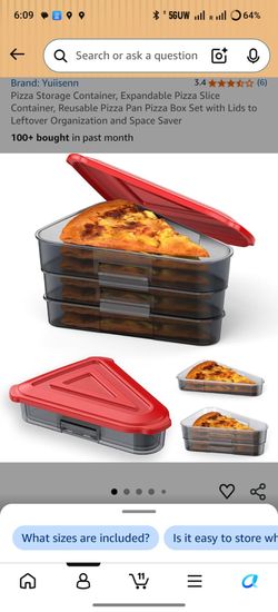 Pizza Storage Container, Expandable Pizza Slice Container, Reusable Pizza Pan Pizza Box Set with Lids to Leftover Organization and Space Saver