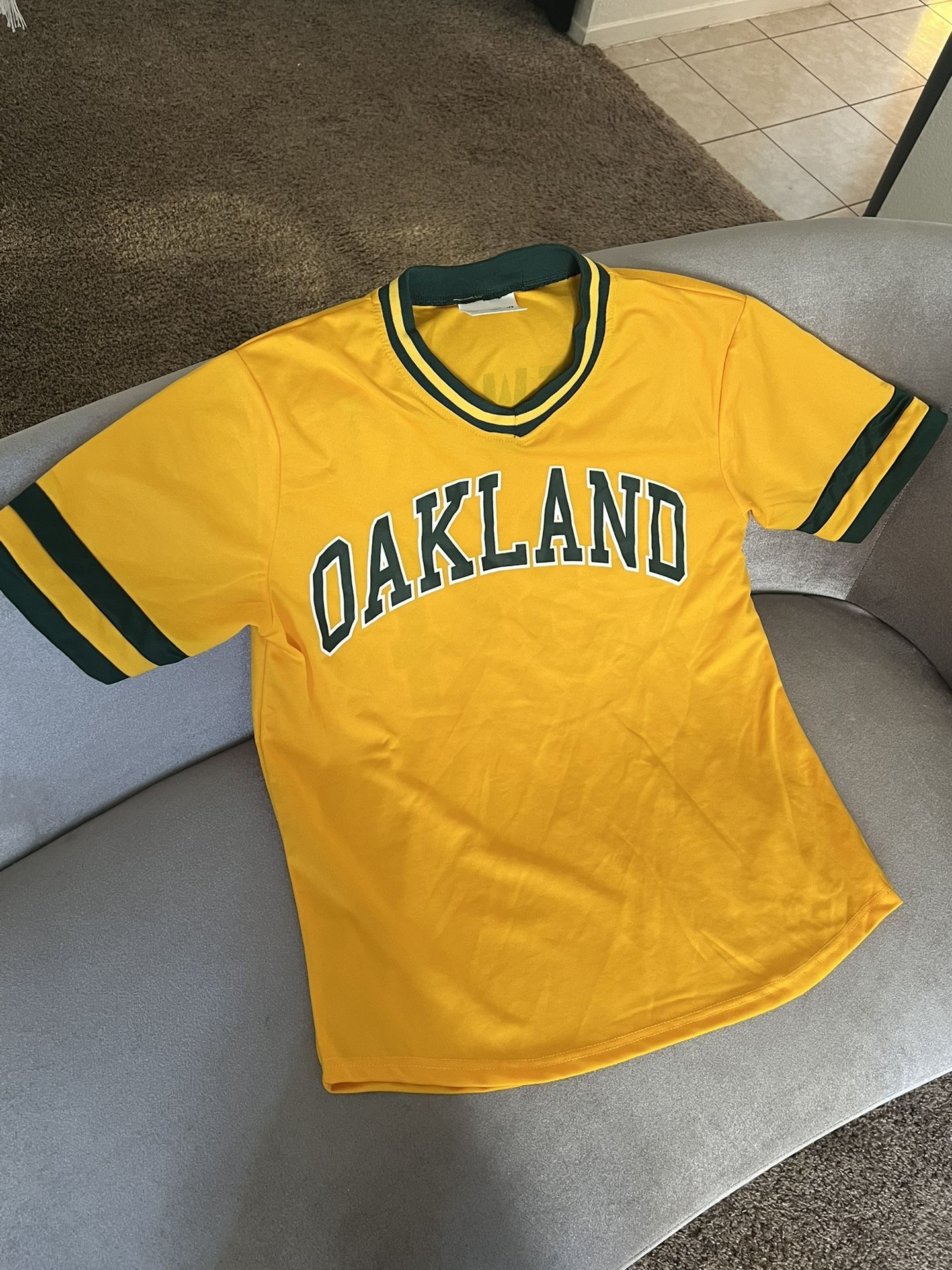 Match Up Oakland Athletics #34 Dave Stewart Jersey Size M Yellow/Green Pullover