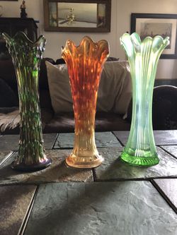 3 fluted vases,very nice and old textured design,nice fluting on the top