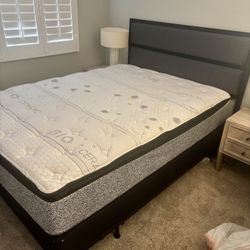 Full Bedframe, Box Spring, Headboard Set (Queen)